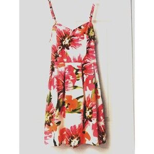 Forever 21 Dress Women's Medium White Floral Mini Sundress Sleeveless Spring